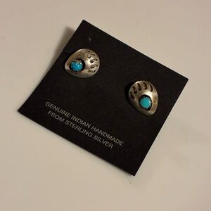 Vintage Sterling Silver NavajoTurquoise paw Earrings